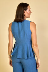 Blusa Feminina em Jacquard Decote V Marine - Azul