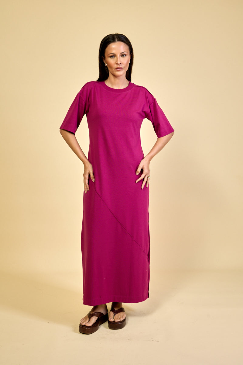 Vestido Longo Algodão com Elastano Hana - Ameixa