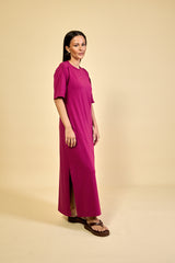 Vestido Longo Algodão com Elastano Hana - Ameixa