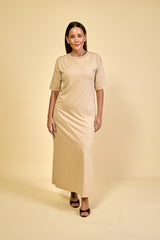 Vestido Longo Algodão com Elastano Hana - Bege