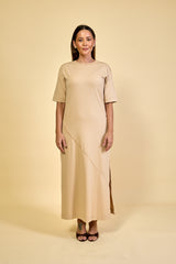 Vestido Longo Algodão com Elastano Hana - Bege
