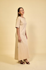 Vestido Longo Algodão com Elastano Hana - Bege