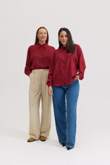 Camisa Feminina Drapeada Dalila - Vinho