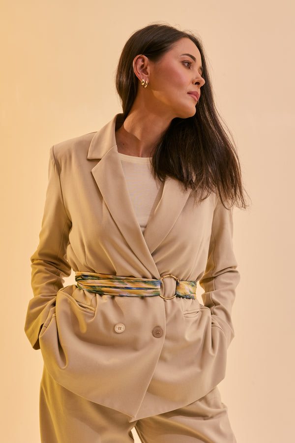 Blazer Feminino Transpassado Luma Bege