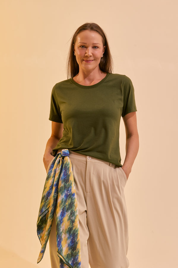 T-shirt Feminina Algodão com Elastano Nina - Verde