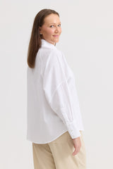 Camisa Social em Tricoline Branca Flora