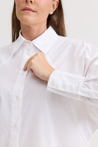 Camisa Social em Tricoline Branca Flora