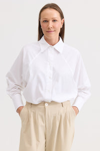Camisa Social em Tricoline Branca Flora