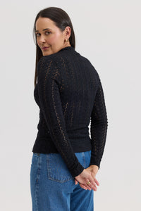 Blusa Feminina de Renda Manga Longa Kate - Preta