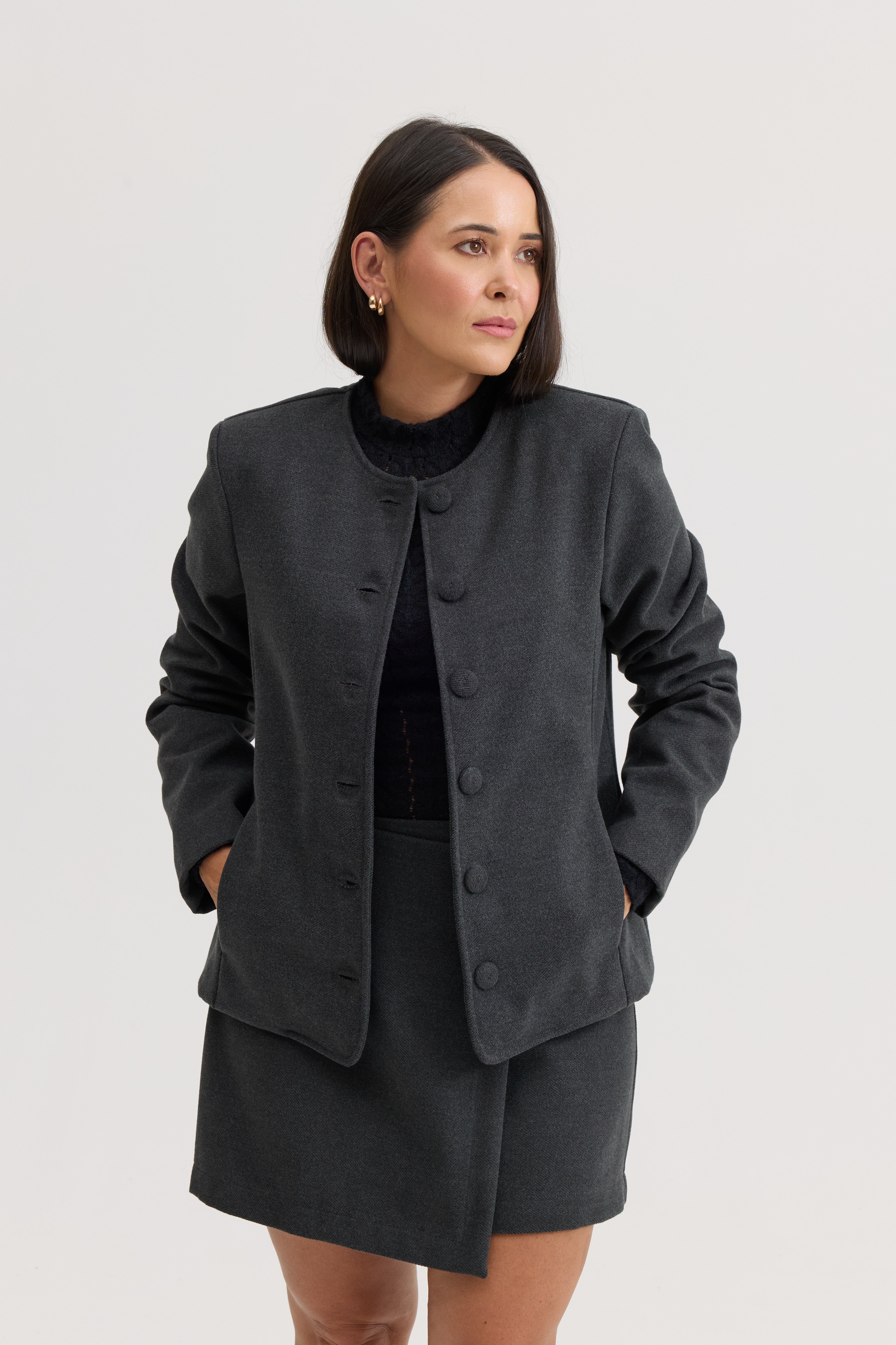 Saia Feminina Assimétrica Angélica - Cinza