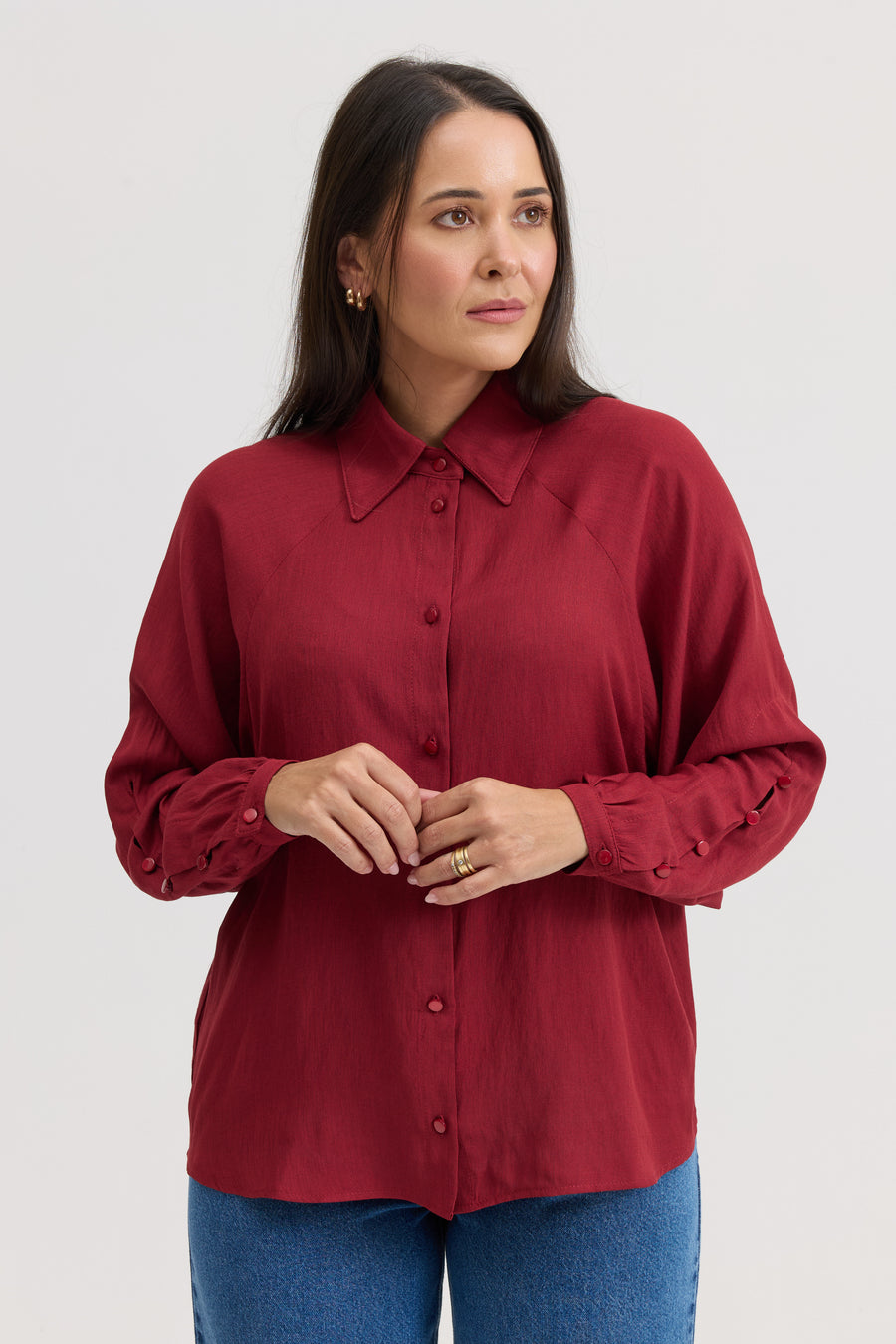 Camisa Feminina Drapeada Dalila - Vinho