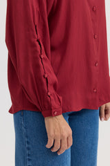 Camisa Feminina Drapeada Dalila - Vinho