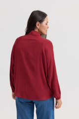 Camisa Feminina Drapeada Dalila - Vinho