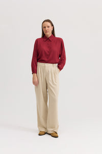 Camisa Feminina Drapeada Dalila - Vinho