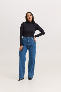 Blusa Manga Longa Gola Alta Malha Modal Melissa - Preta