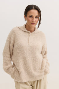 Casaco de Tricot Feminino Peluciado Scarlet - Bege