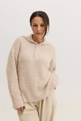 Casaco de Tricot Feminino Peluciado Scarlet - Bege