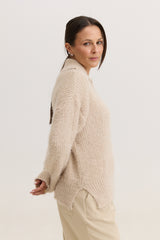 Casaco de Tricot Feminino Peluciado Scarlet - Bege