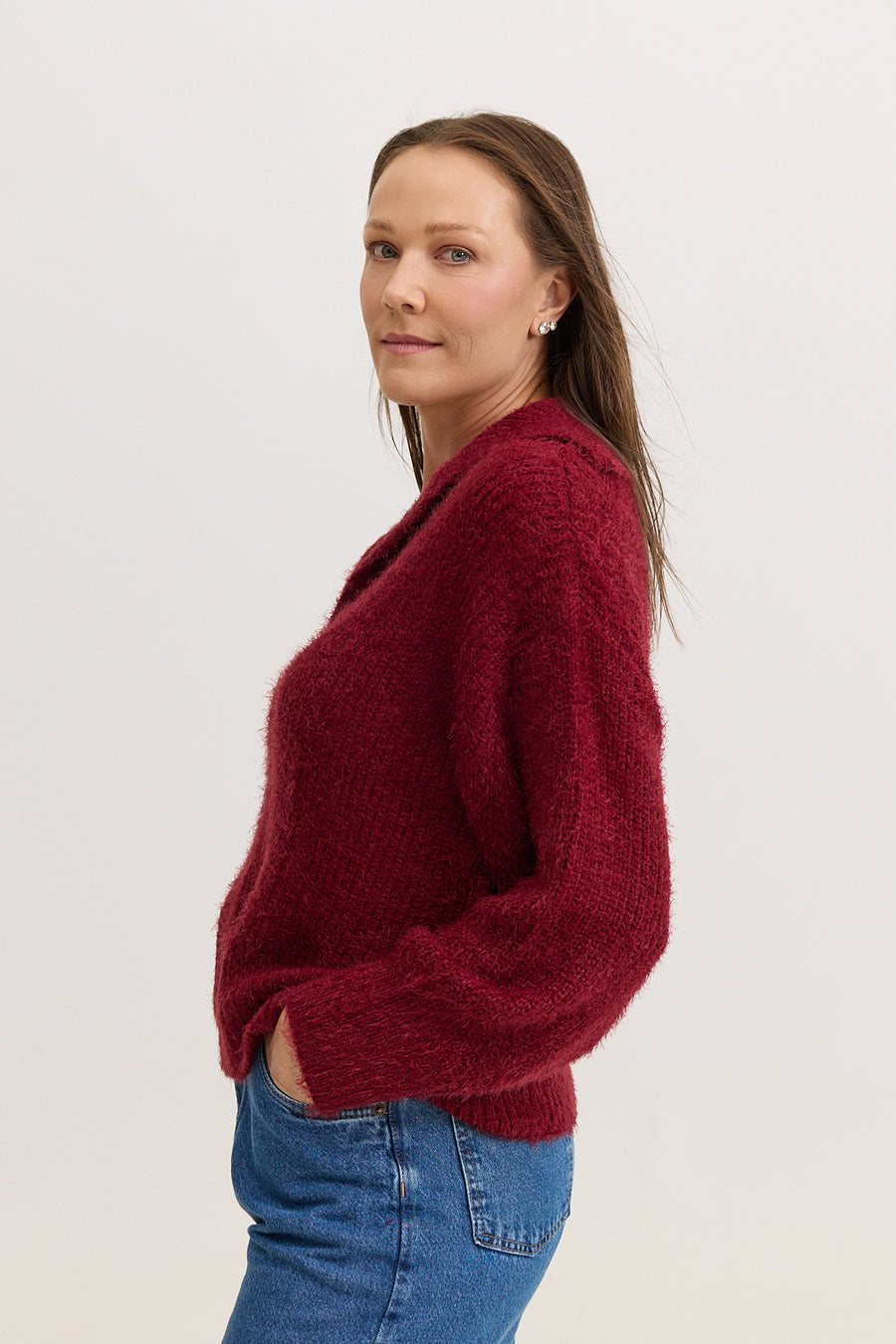 Casaco de Tricot Feminino Peluciado Scarlet - Vinho