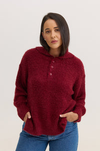 Casaco de Tricot Feminino Peluciado Scarlet - Vinho