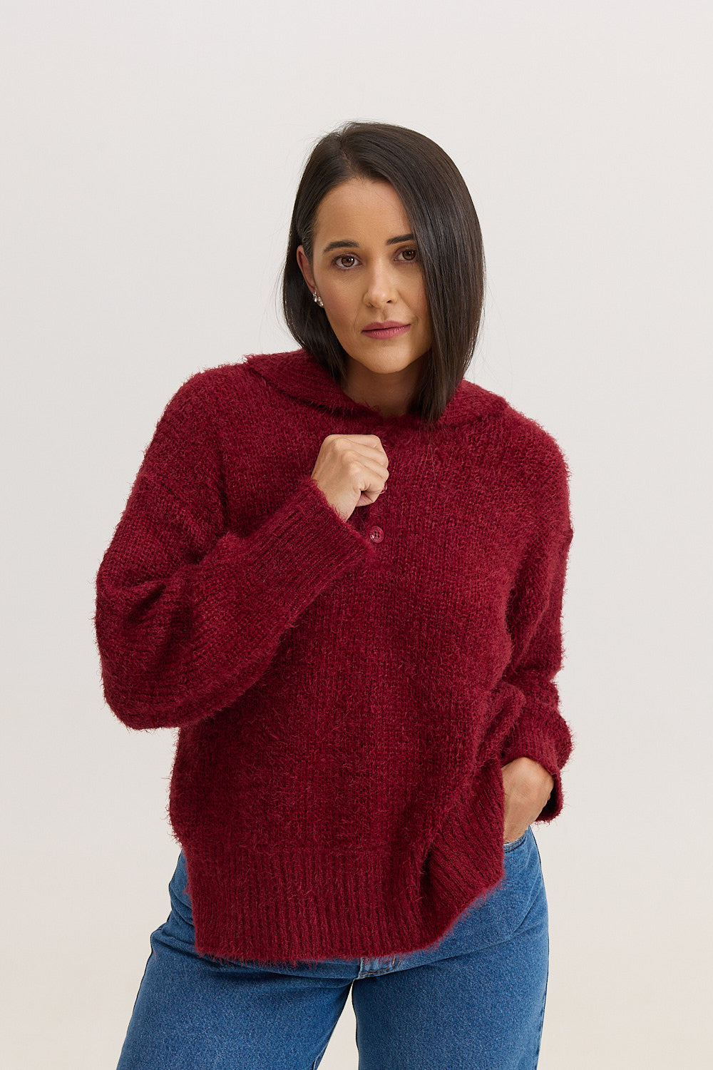 Casaco de Tricot Feminino Peluciado Scarlet - Vinho