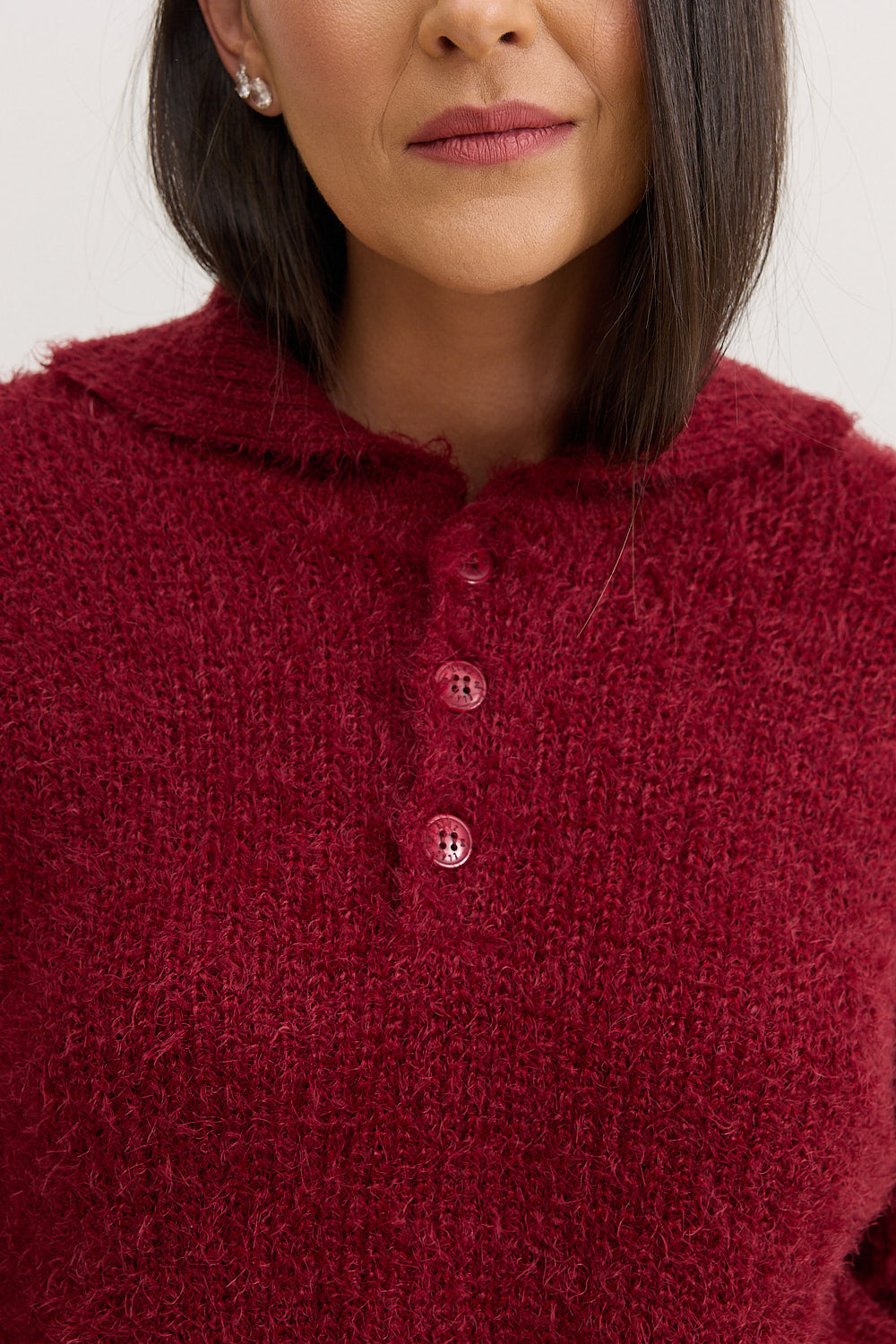 Casaco de Tricot Feminino Peluciado Scarlet - Vinho