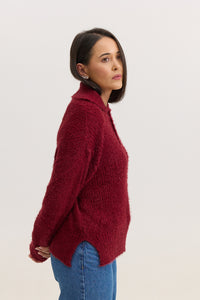 Casaco de Tricot Feminino Peluciado Scarlet - Vinho