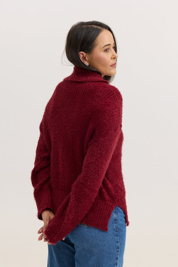 Casaco de Tricot Feminino Peluciado Scarlet - Vinho