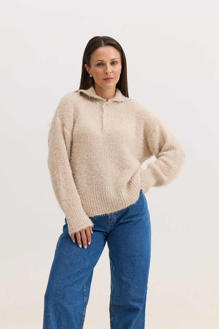 Casaco de Tricot Feminino Peluciado Scarlet - Bege