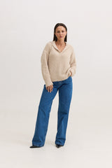 Casaco de Tricot Feminino Peluciado Scarlet - Bege