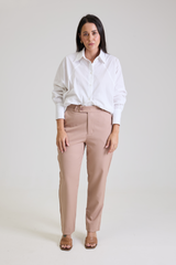 Calça Alfaiataria Feminina Bege Eliana