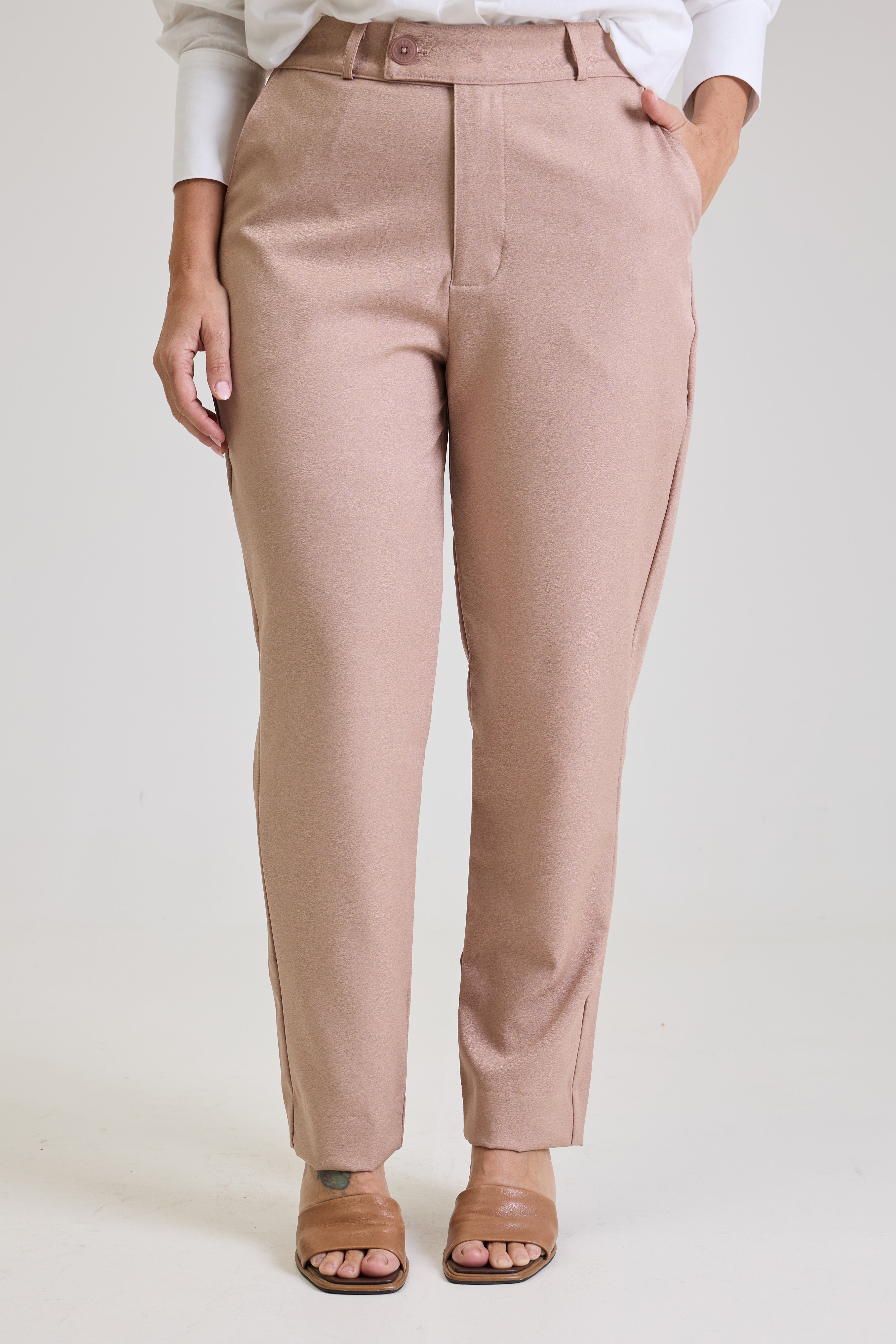 Calça Alfaiataria Feminina Bege Eliana