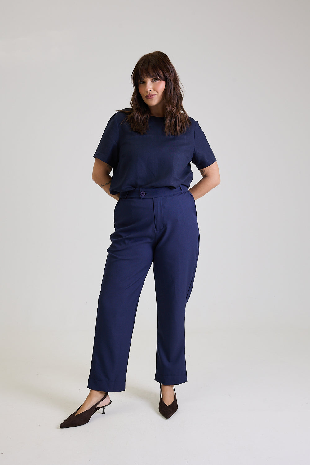Calça Alfaiataria Feminina Marinho Eliana