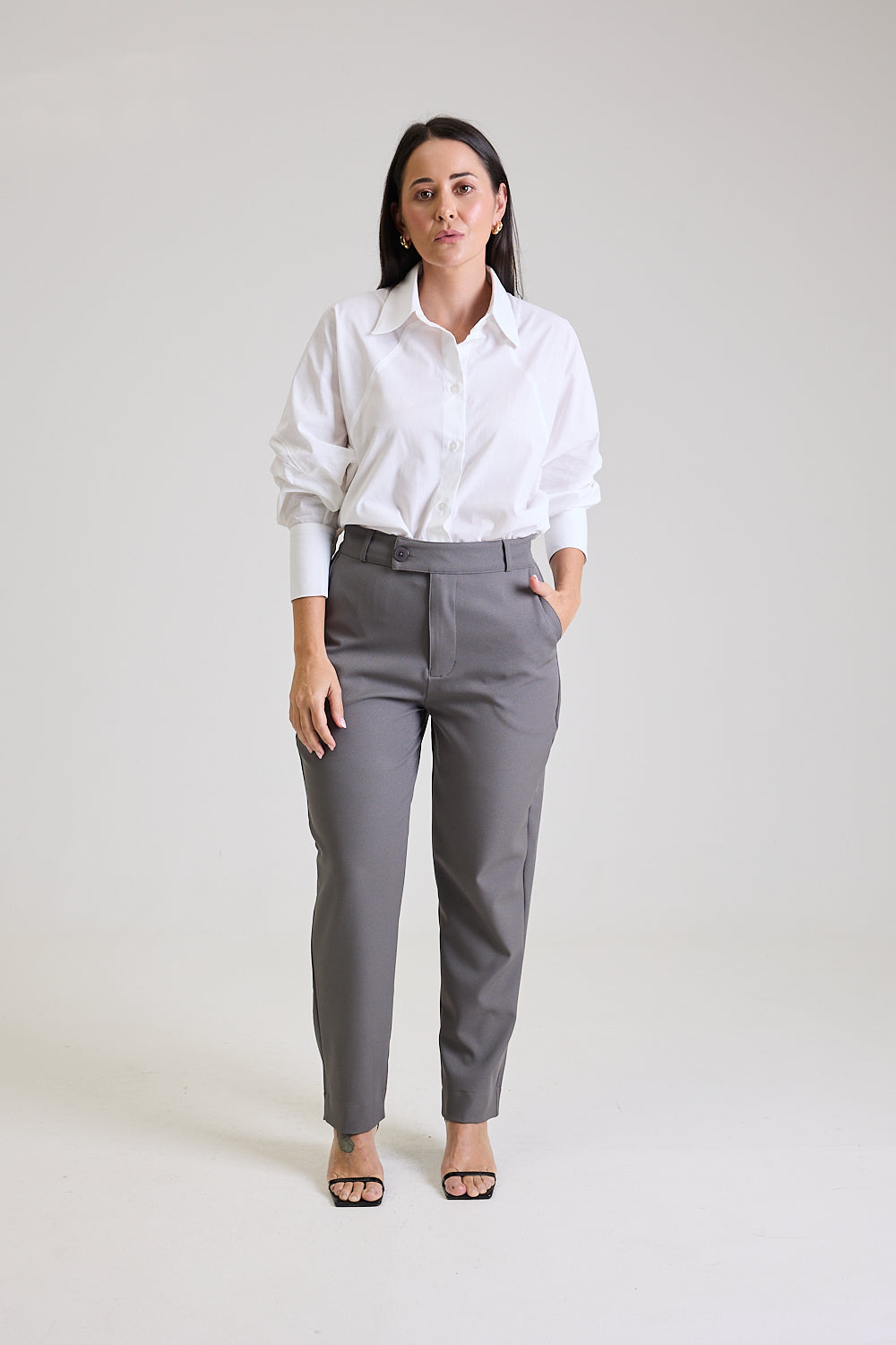 Calça Alfaiataria Feminina Cinza Eliana