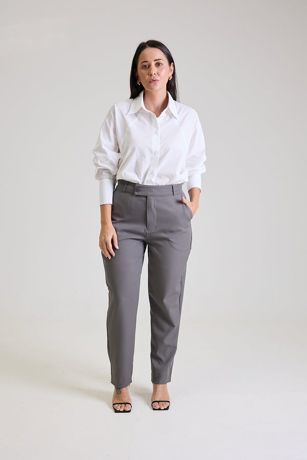 Calça Alfaiataria Feminina Cinza Eliana