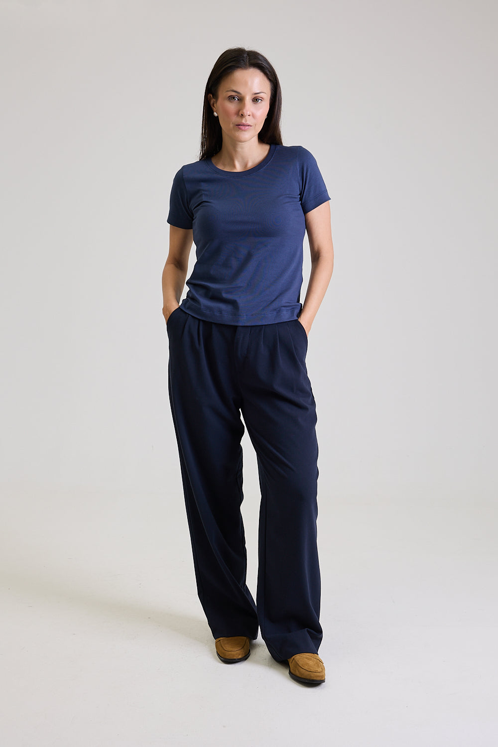 T-shirt Feminina Algodão com Elastano Nina - Marinho