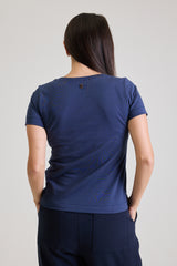 T-shirt Feminina Algodão com Elastano Nina - Marinho
