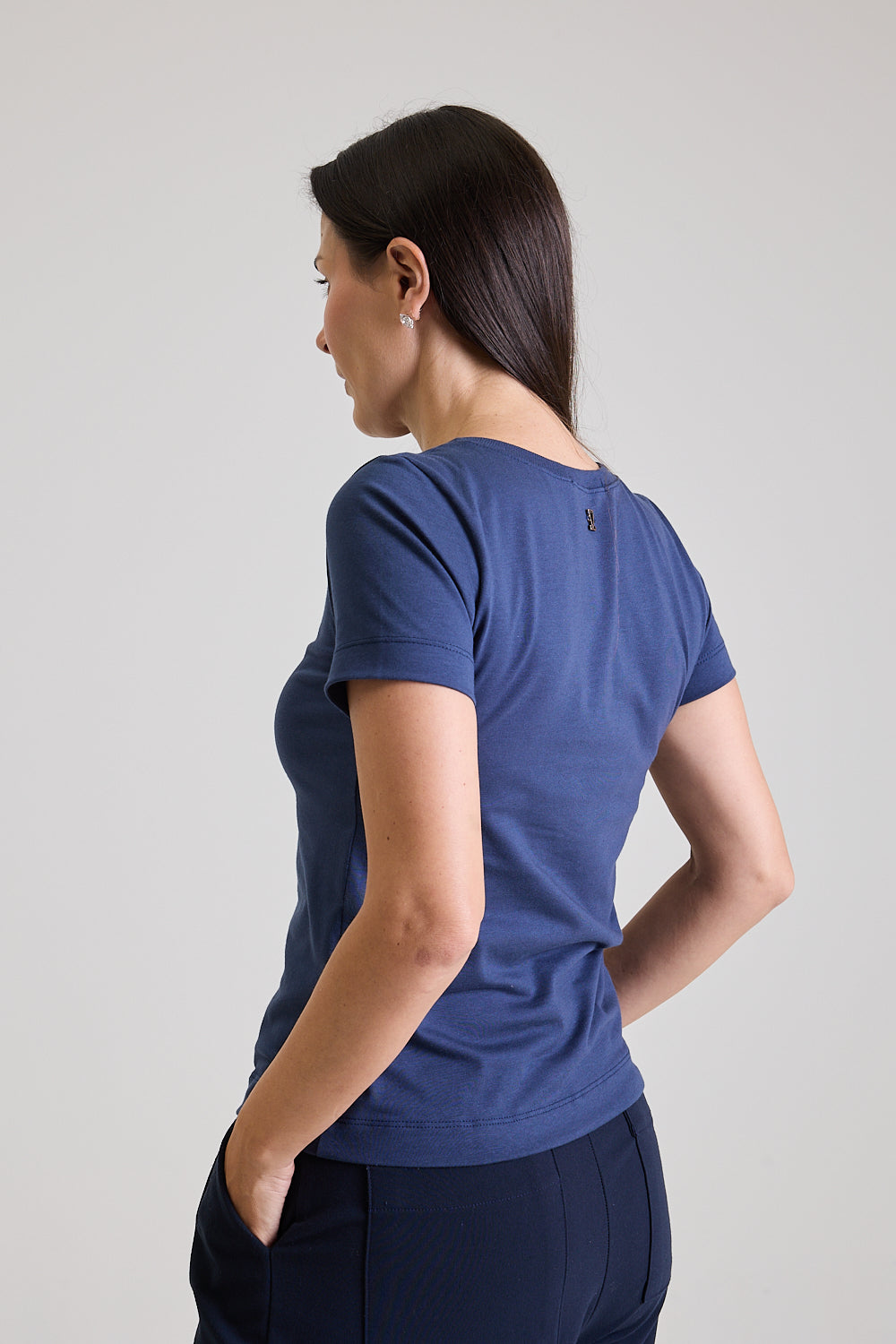 T-shirt Feminina Algodão com Elastano Nina - Marinho