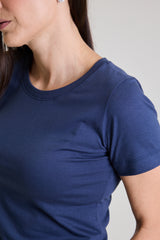 T-shirt Feminina Algodão com Elastano Nina - Marinho