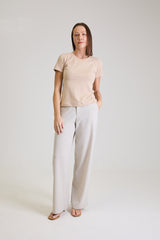 T-shirt Feminina Algodão com Elastano Nina - Bege