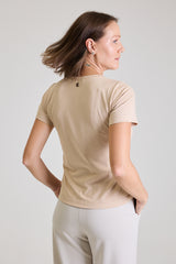 T-shirt Feminina Algodão com Elastano Nina - Bege