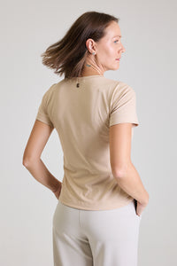 T-shirt Feminina Algodão com Elastano Nina - Bege