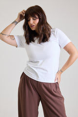 T-shirt Feminina Algodão com Elastano Nina - Branco
