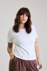 T-shirt Feminina Algodão com Elastano Nina - Branco