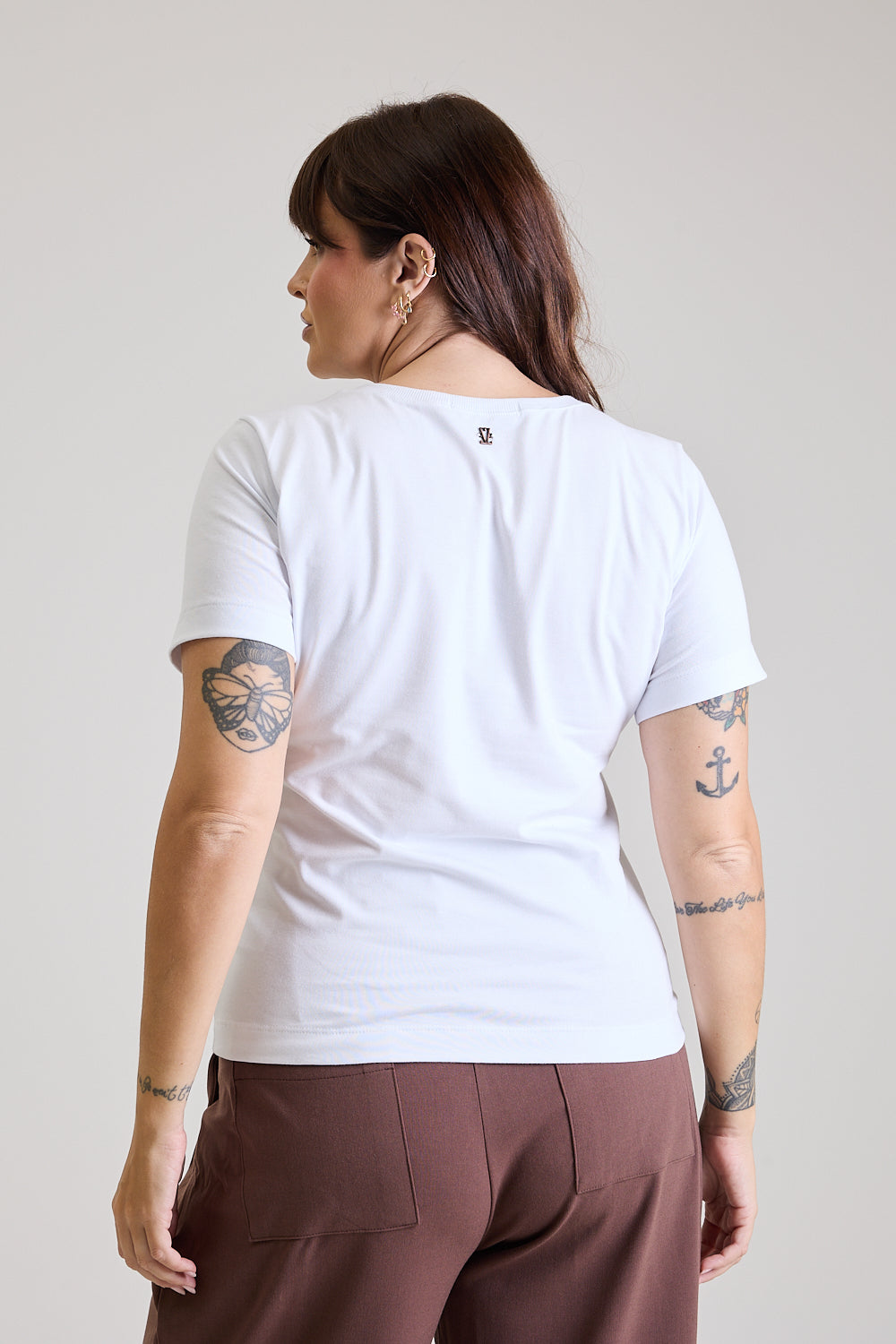 T-shirt Feminina Algodão com Elastano Nina - Branco