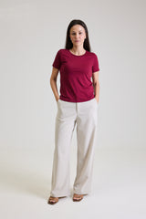 T-shirt Feminina Algodão com Elastano Nina - Vinho