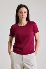 T-shirt Feminina Algodão com Elastano Nina - Vinho