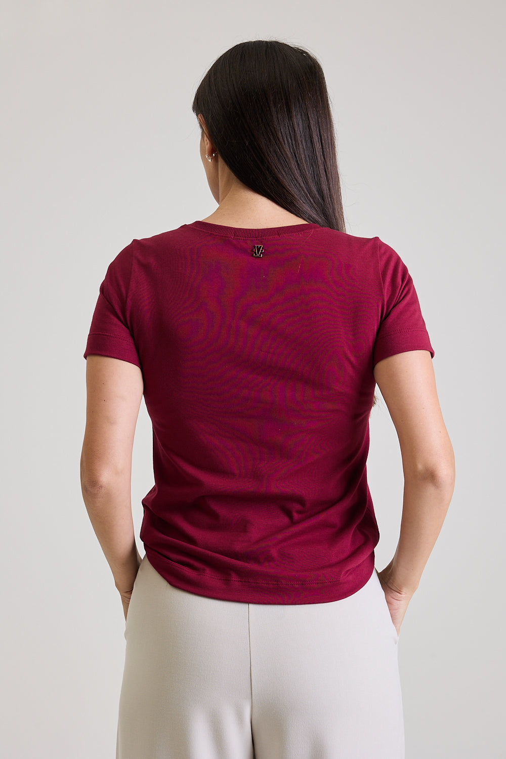T-shirt Feminina Algodão com Elastano Nina - Vinho