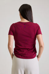 T-shirt Feminina Algodão com Elastano Nina - Vinho