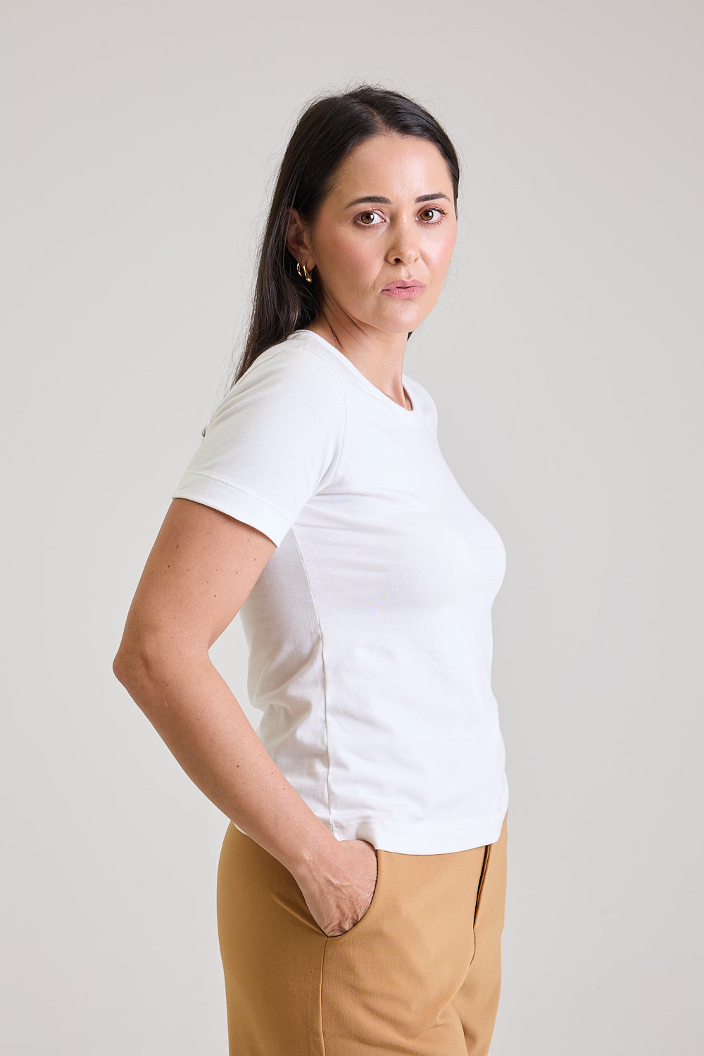 T-shirt Feminina Algodão com Elastano Nina - Off White
